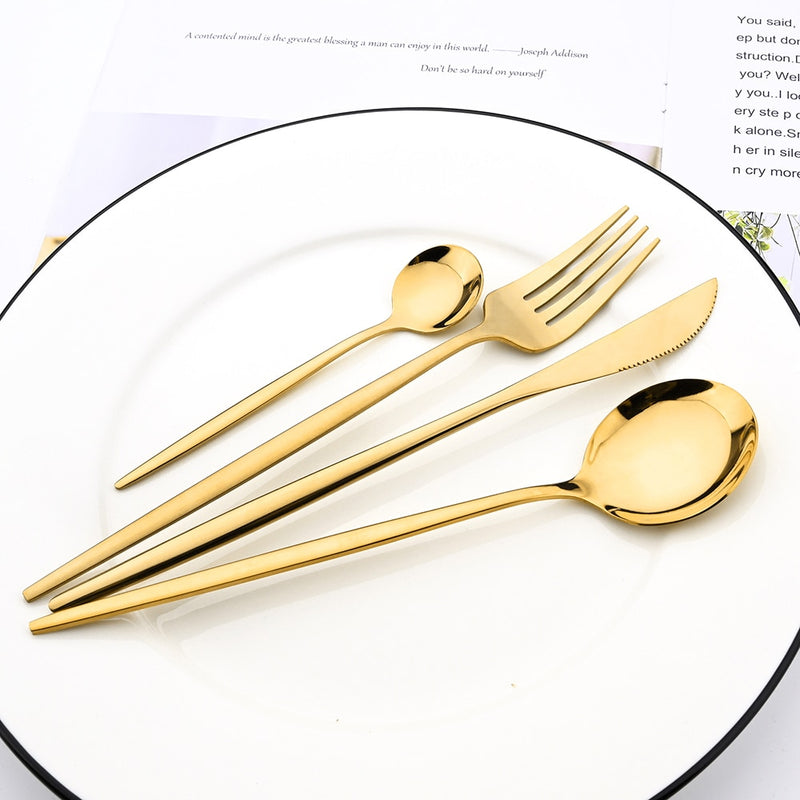 Mirror 24 Pcs Gold Cutlery Sets