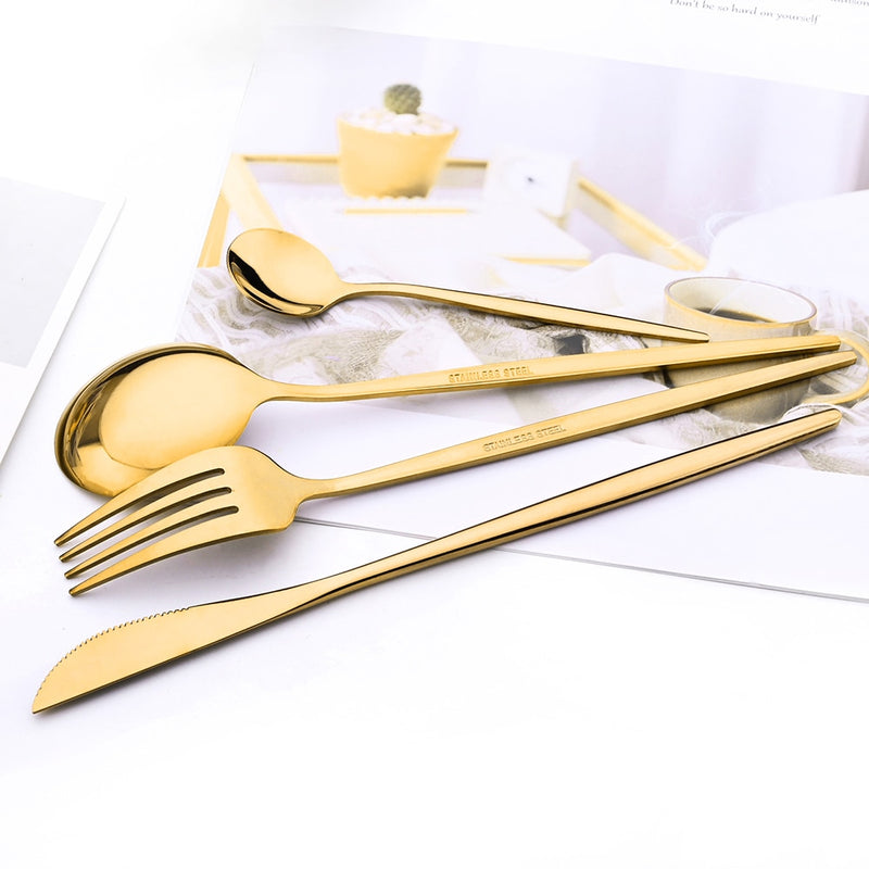 Mirror 24 Pcs Gold Cutlery Sets