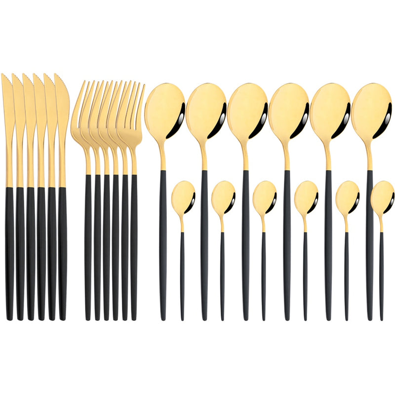 Mirror 24 Pcs Gold Cutlery Sets