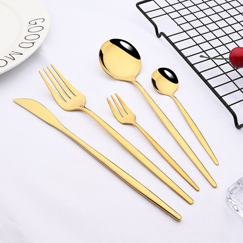 30pcs Gold Dinnerware Set Stainless Steel Stea