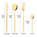 Mirror 24 Pcs Gold Cutlery Sets